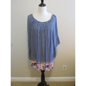 UNBRANDED 2X 3/4 LENGTH WIDE ARM COLORFUL BLOUSE NWOT